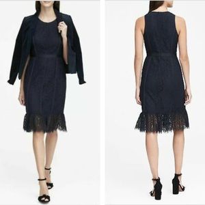 Banana Rep Navy Lace Sheath Dress